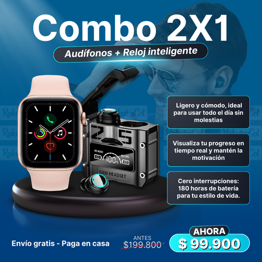 Combo Audifonos Inalambricos M25 + Reloj Inteligente Y68