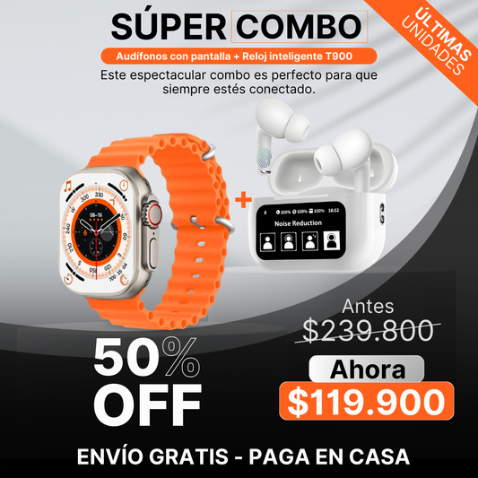 Airpods CON PANTALLA + Reloj T900