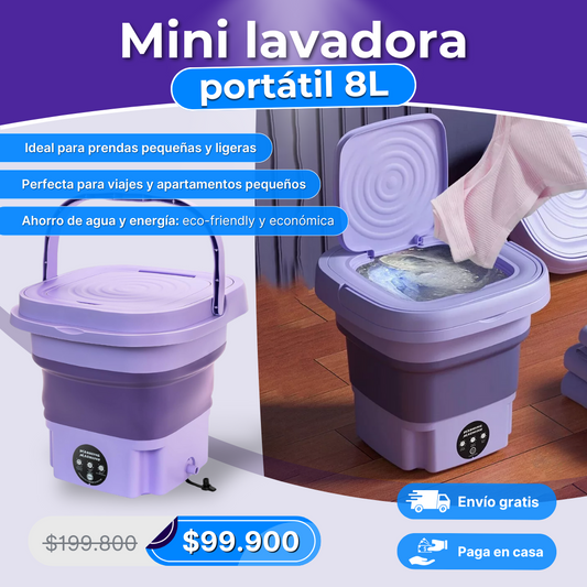 Lavadora Portátil Eléctrica Plegable 9 Litros