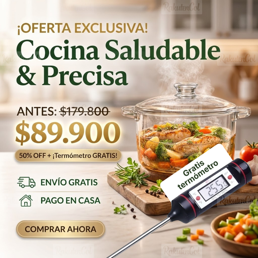 OLLA VIDRIO + TERMOMETRO ALIMENTOS