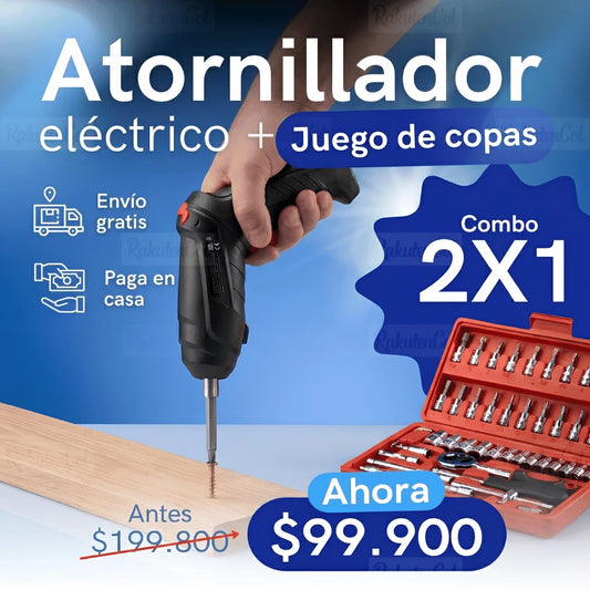 Destornillador Recargable + Juego de Copas