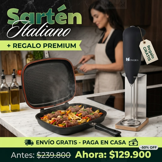 Combo Sartén Italiano 36 cm doble  y Batidor