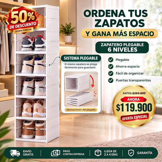 ZAPATERO 6 NIVELES PLEGABLE ACRILICO