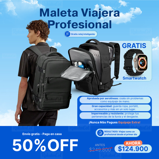 Maleta viajera mas obsequio reloj smartwatch t900