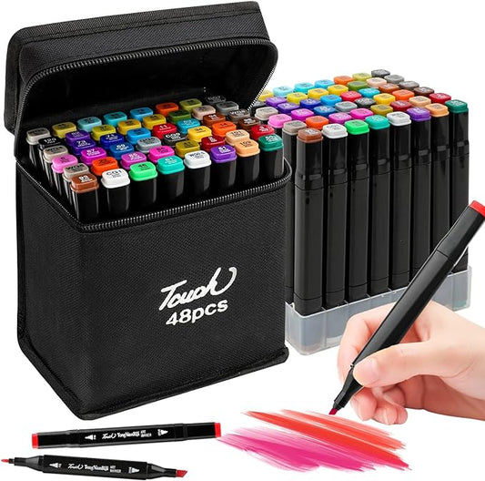 Marcadores Dibujo Set x 48 Colores Doble Punta