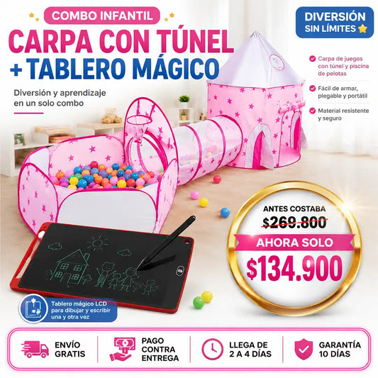 carpa con tunel + tablero mágico