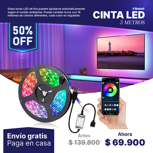 CINTA RGB BLUETOOTH CONEXION USB 5V