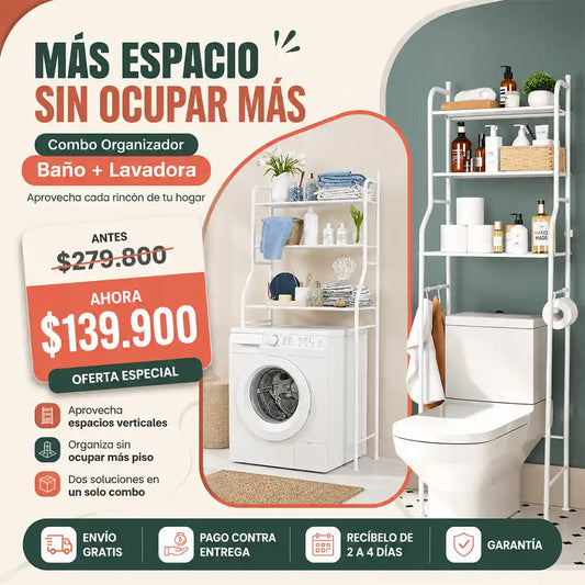 Combo organizador de baño + organizador de lavadora