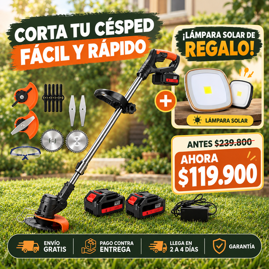 CORTADOR DE CESPED REGALO LAMPARA DE PATIO CON PANEL SOLAR