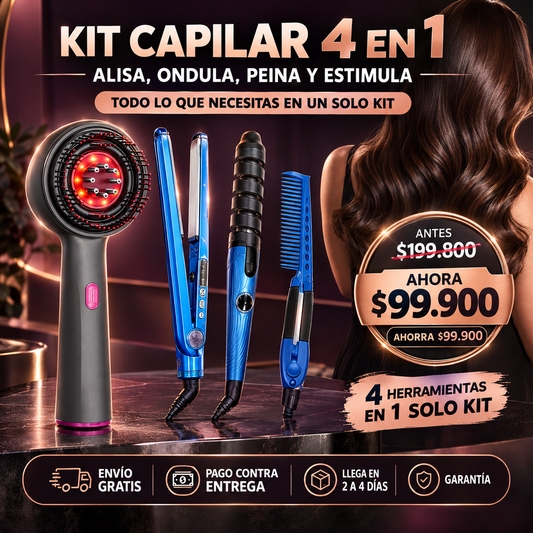 CEPILLO ESTIMULANTE + PLANCHA + ONDULADOR + PEINE