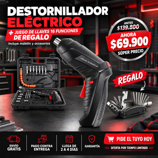 DESTORNILLADOR ELECTRICO + REGALO JUEGO DE LLAVES
