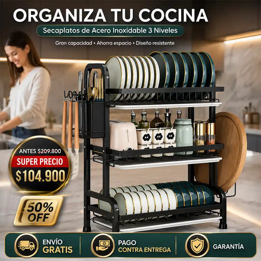 ESCURRIDOR DE PLATOS 3 NIVELES