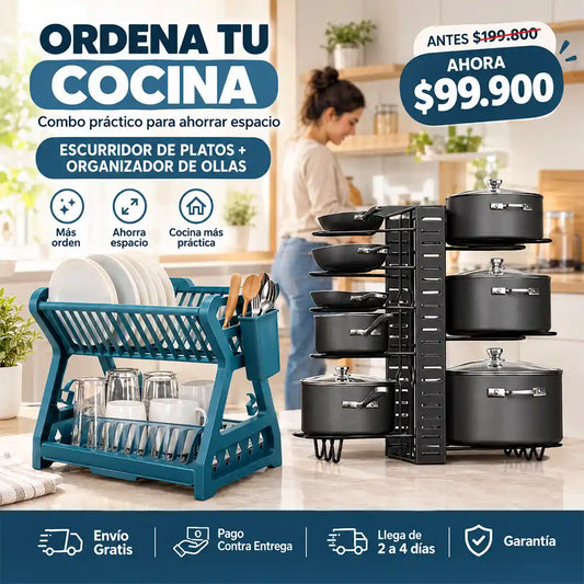 ESCURRIDOR DE PLATOS + ORGANIZADOR DE OLLAS