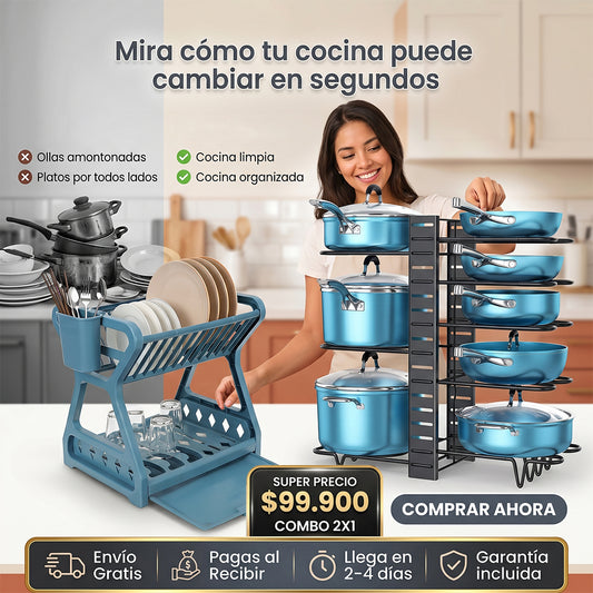 ESCURRIDOR DE PLATOS + ORGANIZADOR DE OLLAS