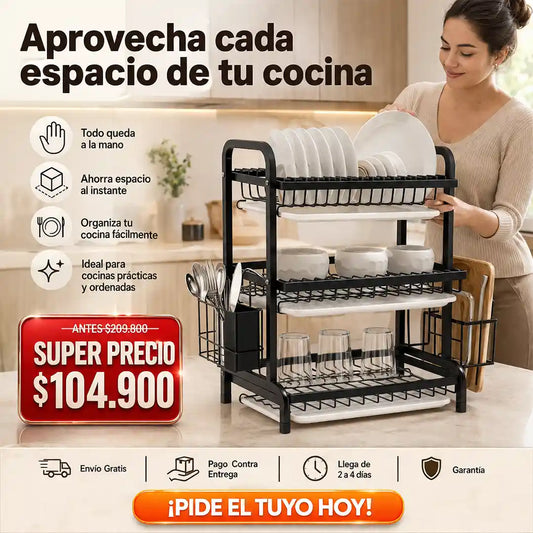 ESCURRIDOR DE PLATOS 3 NIVELES