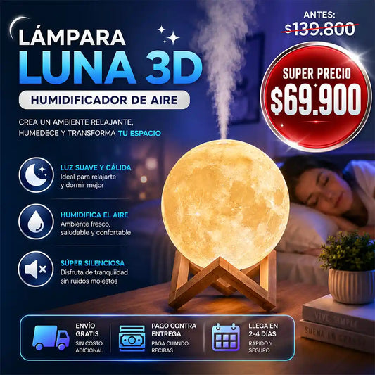 LÁMPARA LUNA 3D DIFUSORA DE AROMA