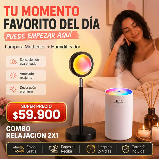 Lámpara Arcoíris + Humificador Cilíndrico