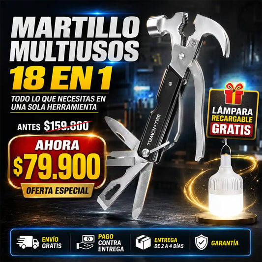 MARTILLO MULTIUSOS + REGALO LAMPARA RECARGABLE