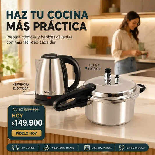 OLLA EXPRES 4 LITROS + HERVIDORA SCARLET