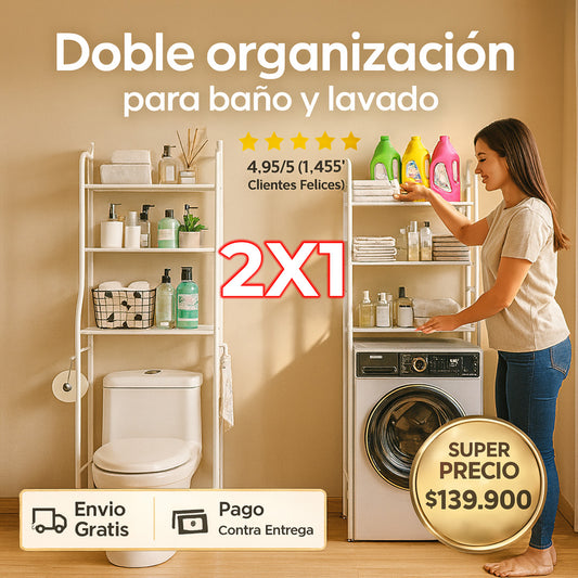 Combo organizadores baño y lavadora