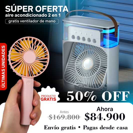 Aire Acondicionado Con Difusor + Ventilador De Mano Recargable