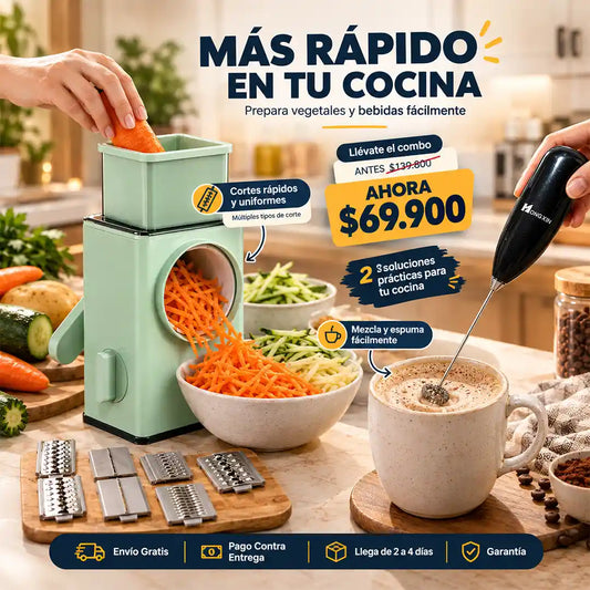RALLADOR DE VERDURAS CUADRADO + BATIDOR BEBIDAS