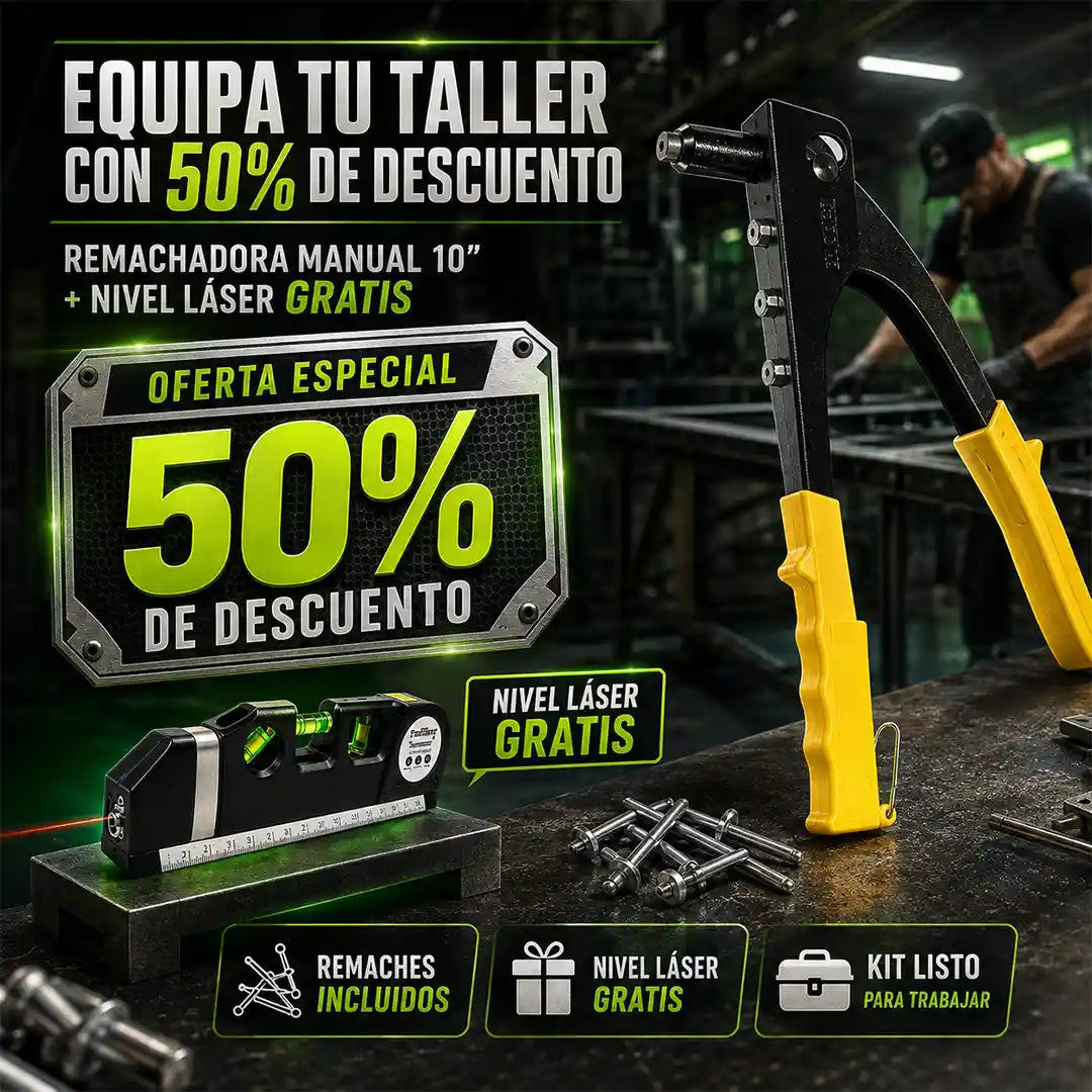 remachadora  10 pulgadas + regalo nivel laser