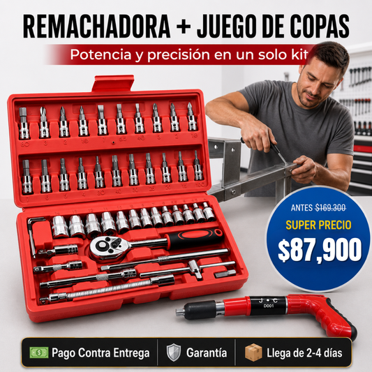 Remachadora + juego de copas