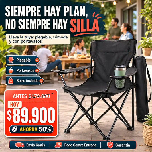 Silla Plegable Con Portavasos