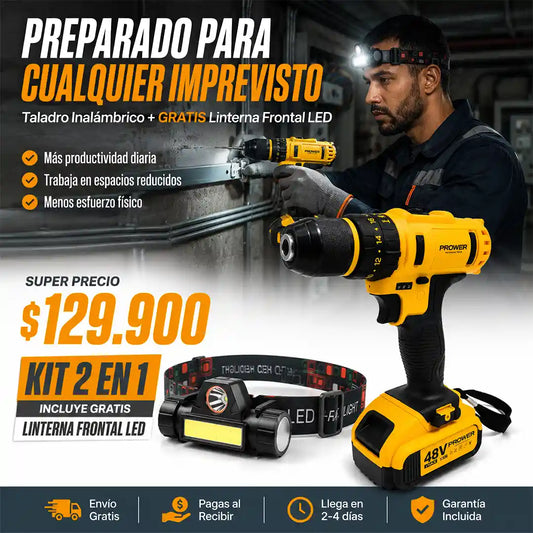 Taladro Inalámbrico + Linterna Minera
