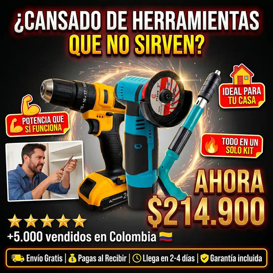Combo Taladro + Remachadora + Pulidora