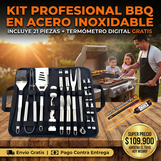 UTENSILIOS BBQ + TERMOMETRO DE ALIMENTOS