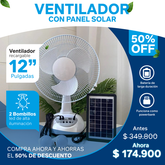 Ventilador Con Panel Solar GD-8019