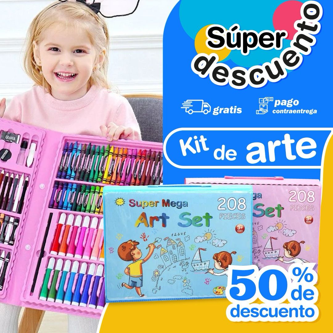 Combo: Set Arte Niños Maleta 208 Piezas+Papel Motivacional