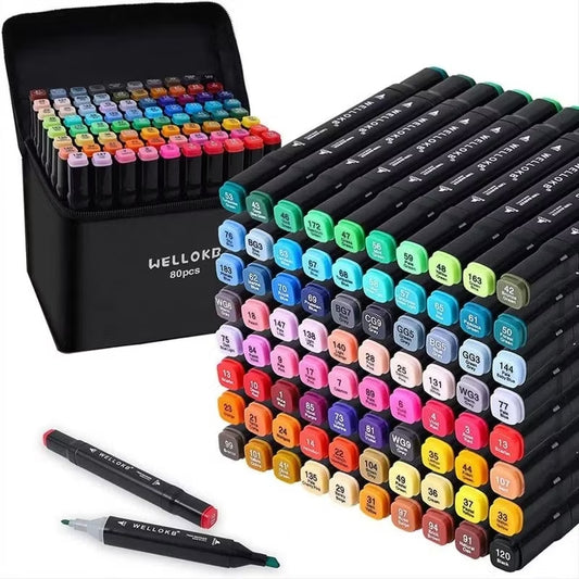 Marcadores Dibujo Set x 80 Colores Doble Punta