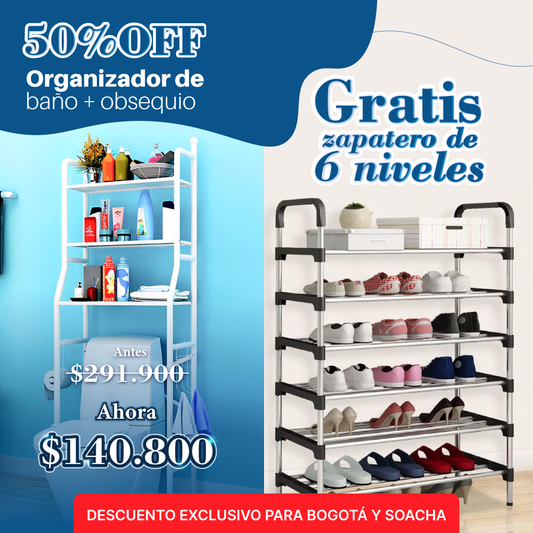 Combo: Estante De Baño + Organizador Zapatos 6 niveles (Bog)