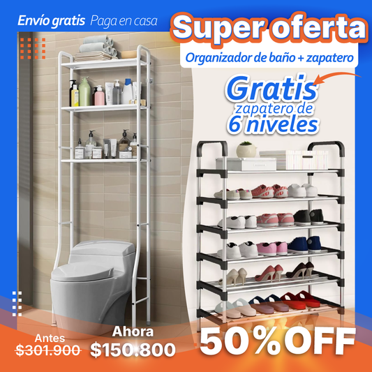 Combo: Estante De Baño + Organizador Zapatos 6 niveles (copia)