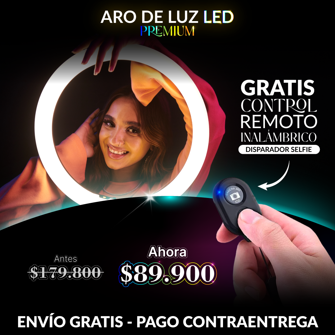 Aro de Luz Led RGB 26cm + Control Bluetooth